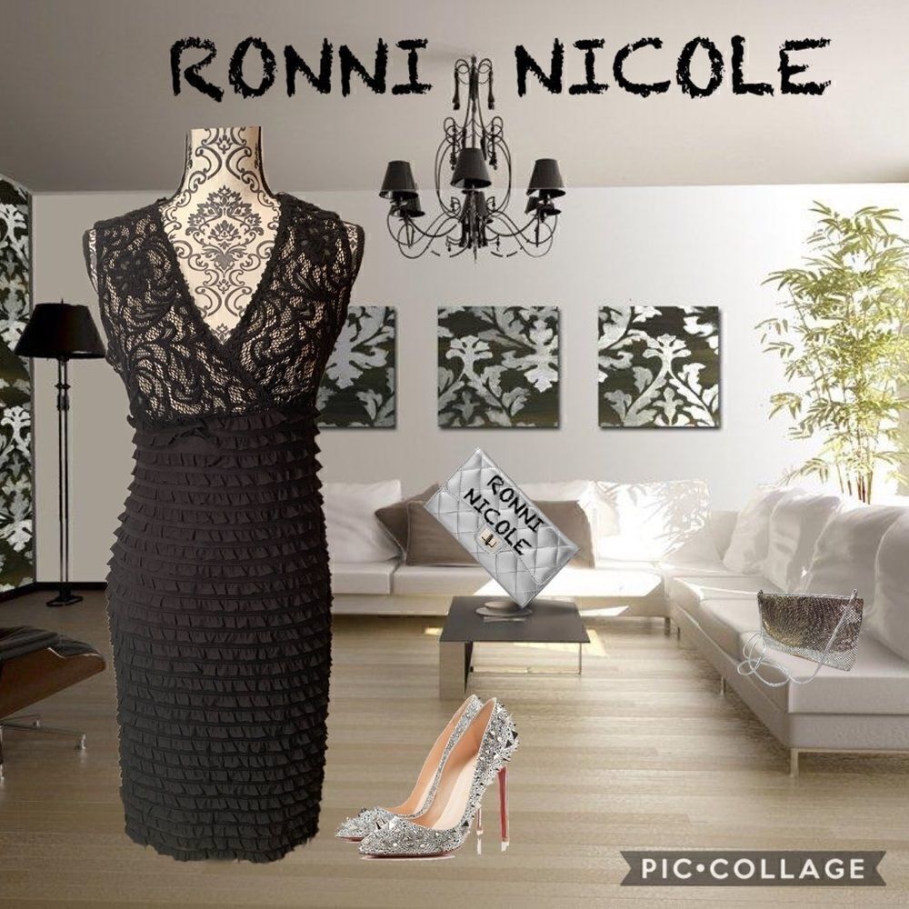 NWT Ronni Nicole ruffle laced V-neck cocktail … - Picture 2 of 9